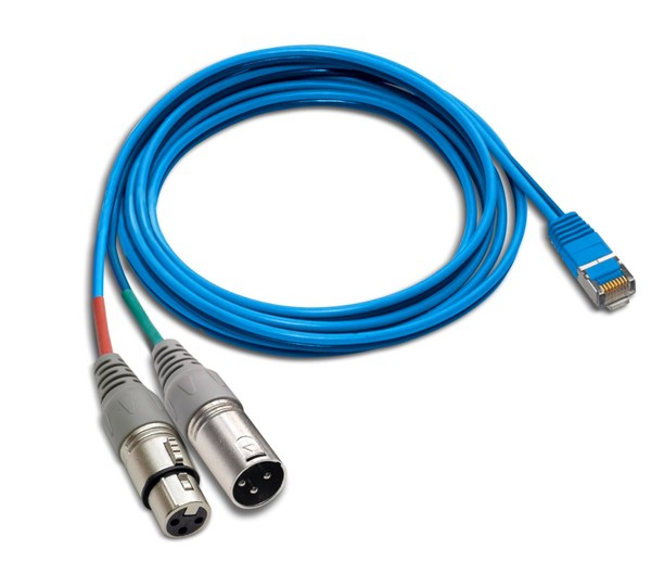 Afbeelding van Angry Audio RJ45 Male naar een XLR3 Male & XLR3 Female 1,8m adapter kabel