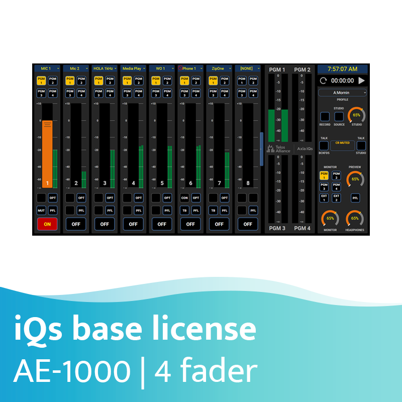 Picture of Axia iQs Virtual Mixing Console Software Four Fader Base License - AE-1000