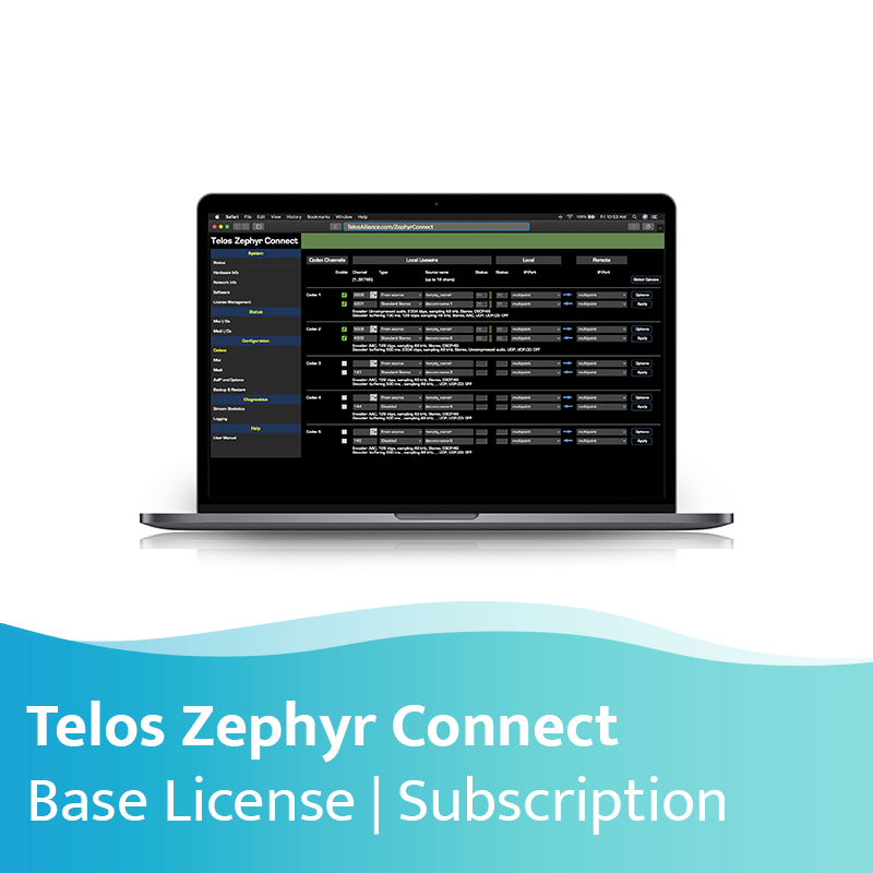 Picture of Telos Zephyr Connect Base License 1 year subscription