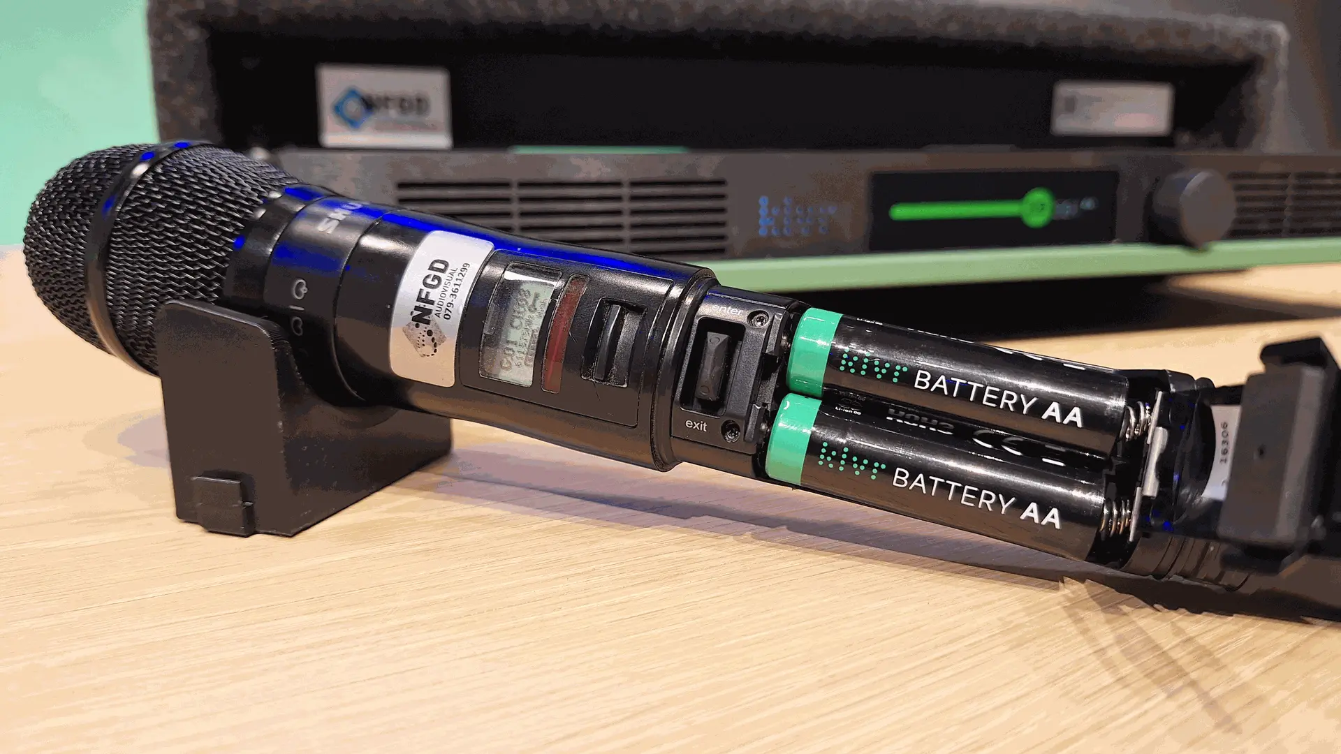 KLVR Batterijen in gebruik microfoon