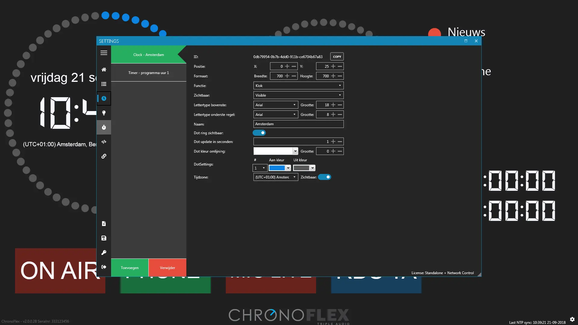 ChronoFlex instellingen