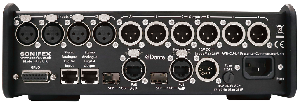 Sonifex AVN-CU4-DANTE - Rear