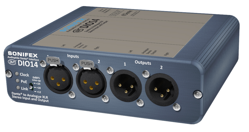 Sonifex AVN-DIO14 Dante naar XLR Analoog Stereo Ingang & Uitgang