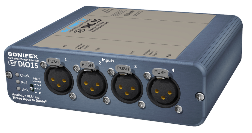 Sonifex AVN-DIO15 - 4 Analoge ingangen naar Dante