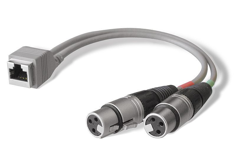 StudioHub RJ45 Female naar twee XLR3 Female 20cm adapter