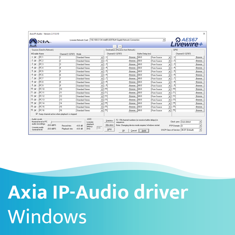 Axia IP-Audio Driver voor Windows