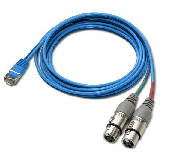 StudioHub RJ45 Male naar twee XLR3 Female 1,8m adapter kabel