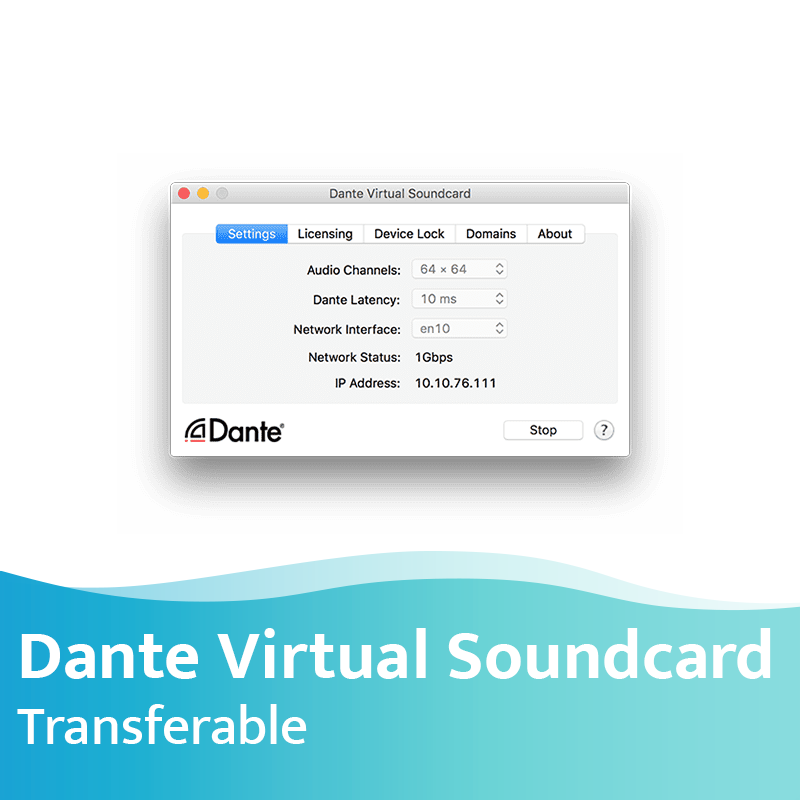 Audinate Dante Virtual Soundcard (DVS) - overdraagbare licentie