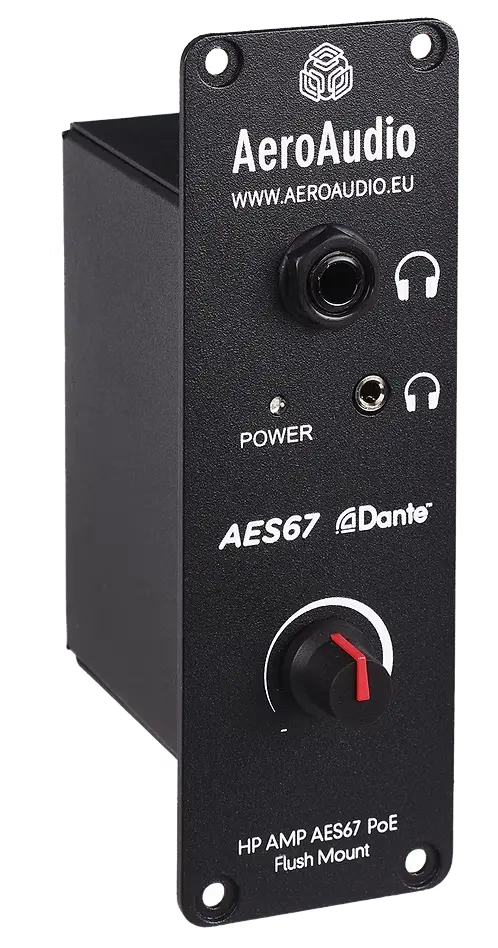 AeroAudio HP AMP Dante/AES67 - Hoofdtelefoon versterker Dante/AES67 PoE (flush mount)